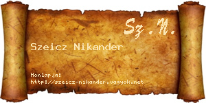 Szeicz Nikander névjegykártya